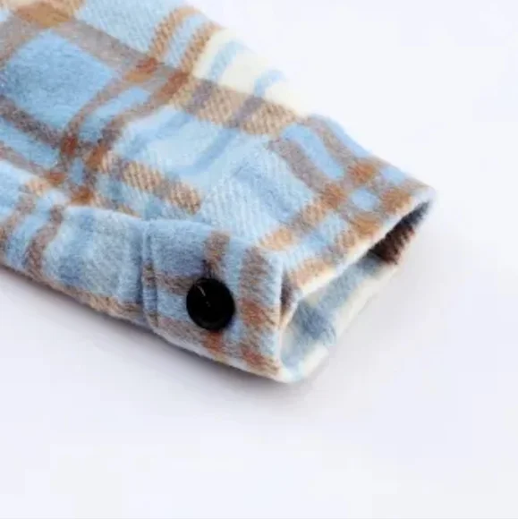 🔥New sky blue long plaid shacket - Picture 5 of 17